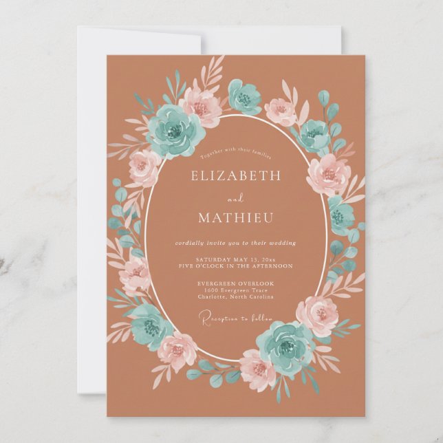 Invitation Mariage d'automne captivant en terracotta (Devant)