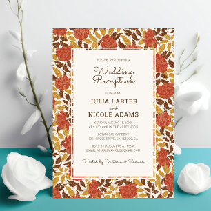 Invitation Mariage d'automne de réception de fleurs de pivoin