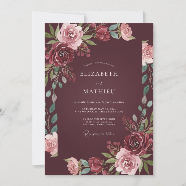 Invitation Mariage d'automne distingué de Bourgogne (Devant)