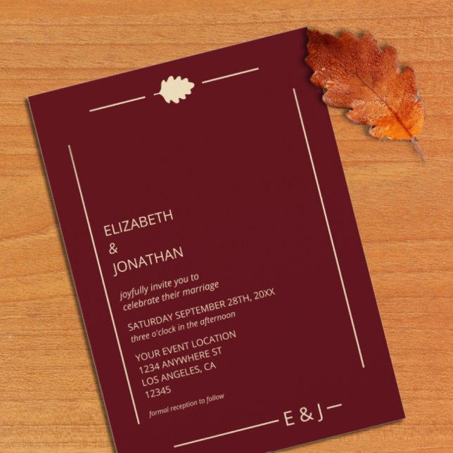 Invitation Mariage d'automne en Bourgogne (Créateur téléchargé)
