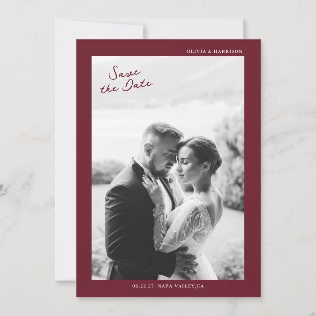 Invitation Mariage d'automne en Bourgogne, Enregistrez la Dat (Devant)