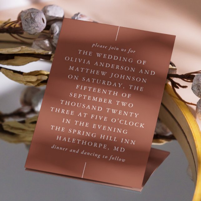 Invitation Mariage d'automne en Terracotta Profond. Typograph (Créateur téléchargé)