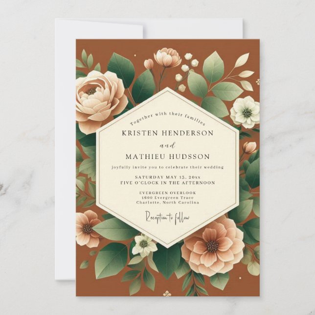 Invitation Mariage d'automne en terre cuite (Devant)