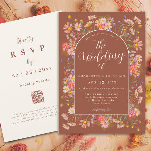 Invitation Mariage d'automne en terre cuite orange brûlé avec