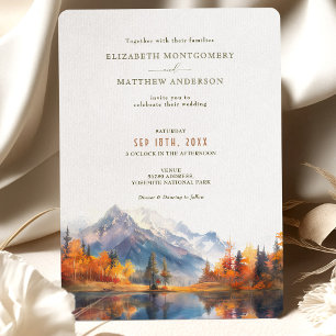 Invitation Mariage d'automne et d'hiver au lac des montagnes