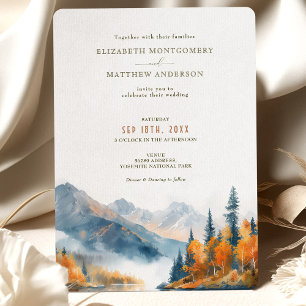 Invitation Mariage d'automne et d'hiver au lac des montagnes
