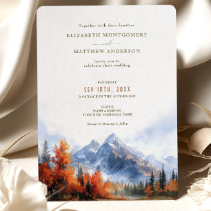 Invitation Mariage d'automne et d'hiver au lac des montagnes