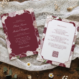 Invitation Mariage d'automne et d'hiver Bourgogne Hydrangea T