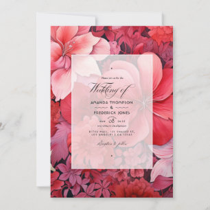 Invitation Mariage d'automne floral à dégradé rouge