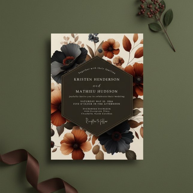Invitation Mariage d'automne floral Sienne (Créateur téléchargé)