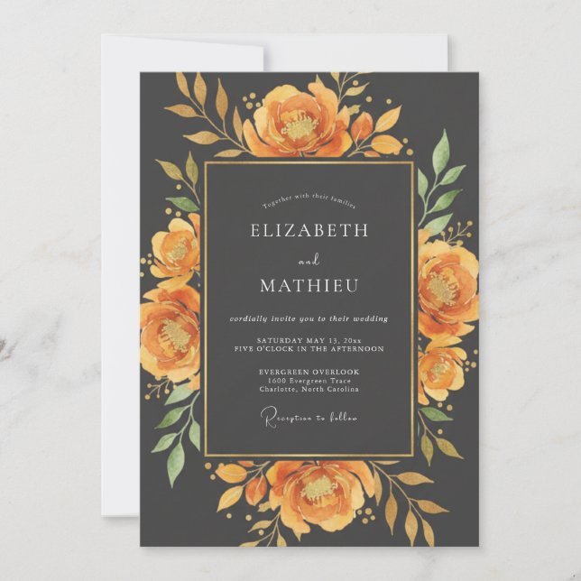 Invitation Mariage d'automne frappant ambre (Devant)