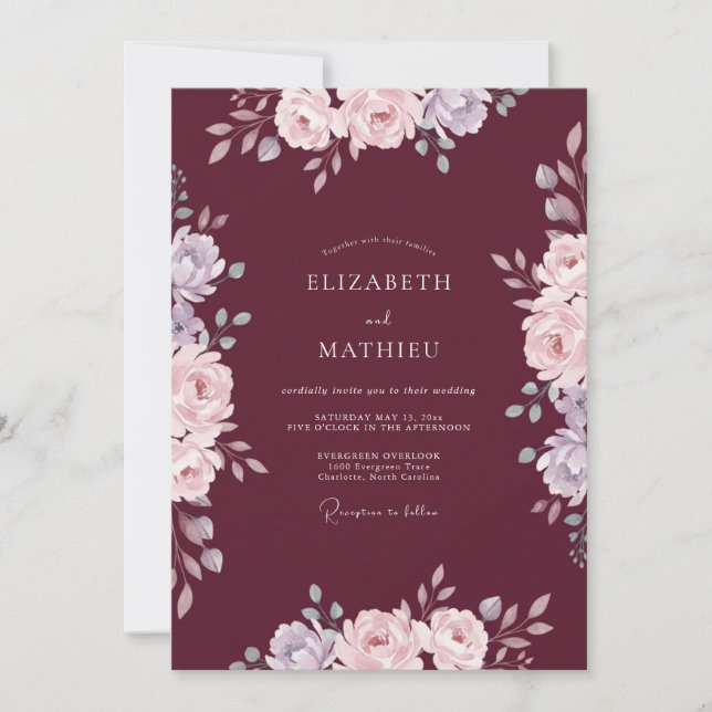 Invitation Mariage d'automne frappant de Bourgogne (Devant)