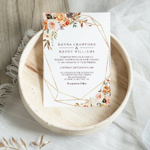 Invitation Mariage d'automne géométrique Rustique or élégant