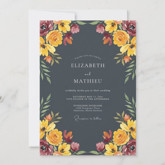 Invitation Mariage d'automne gris ardoise d'humeur changeante (Devant)
