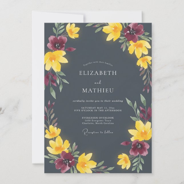 Invitation Mariage d'automne gris charbon frappant (Devant)
