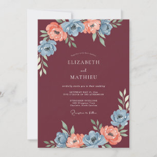 Invitation Mariage d'automne illustré en Bourgogne
