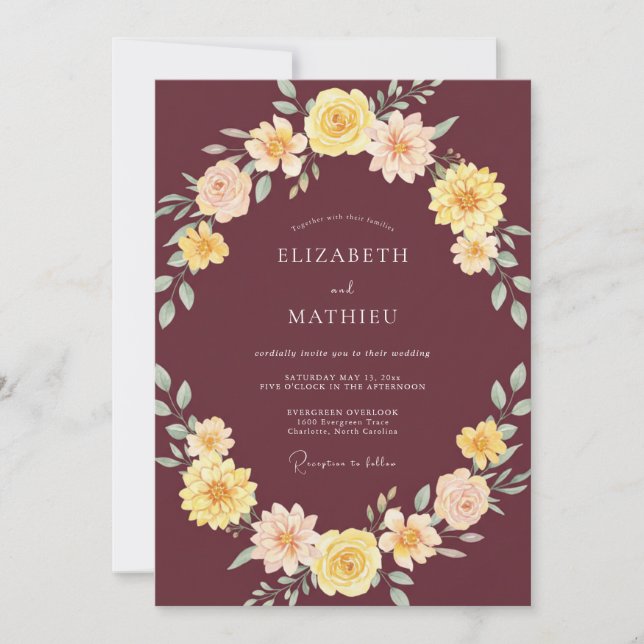 Invitation Mariage d'automne intense en Bourgogne (Devant)