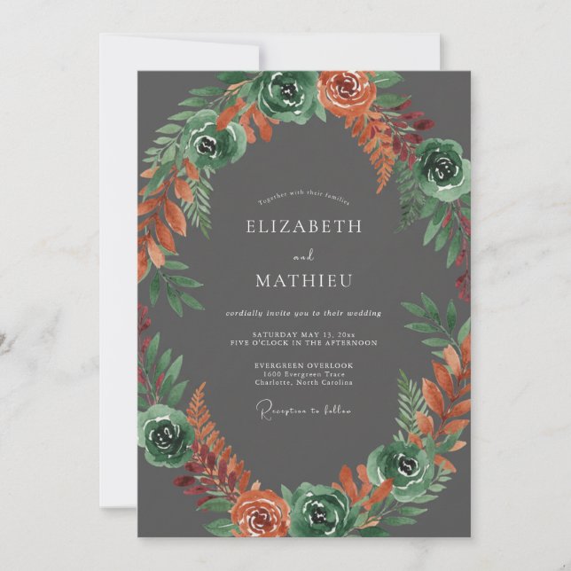 Invitation Mariage d'automne intense gris ardoise (Devant)