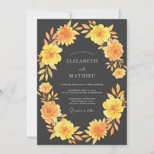 Invitation Mariage d'automne lumineux gris charbon