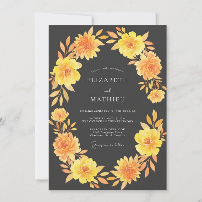 Invitation Mariage d'automne lumineux gris charbon (Devant)