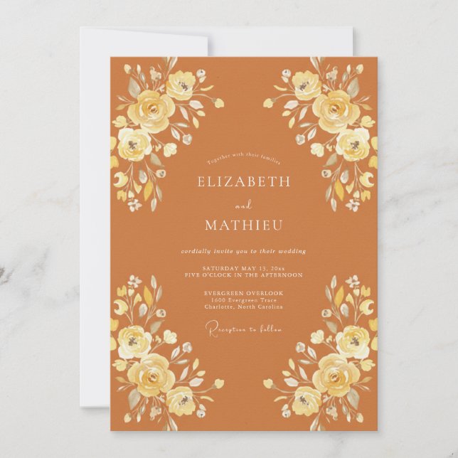 Invitation Mariage d'automne lumineux orange brûlé (Devant)