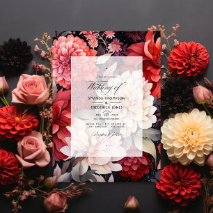 Invitation Mariage d'automne noir, blanc et rouge