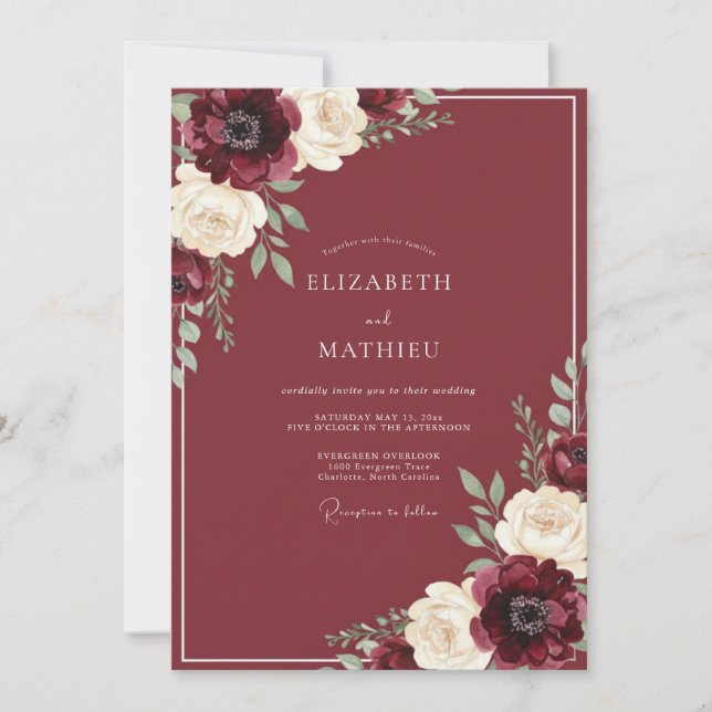 Invitation Mariage d'automne opulent en Bourgogne (Devant)