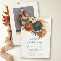 Mariage d'automne orange brûlé, rouille et vert bo