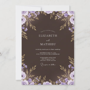 Invitation Mariage d'Automne Orné Brun Marron