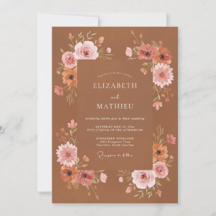 Invitation Mariage d'automne radieux en terracotta