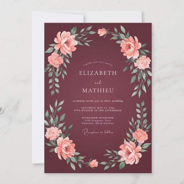 Invitation Mariage d'automne raffiné en Bourgogne (Devant)