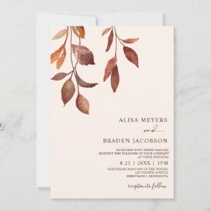 Invitation Mariage d'automne Rouille Couleurs d'automne Feuil