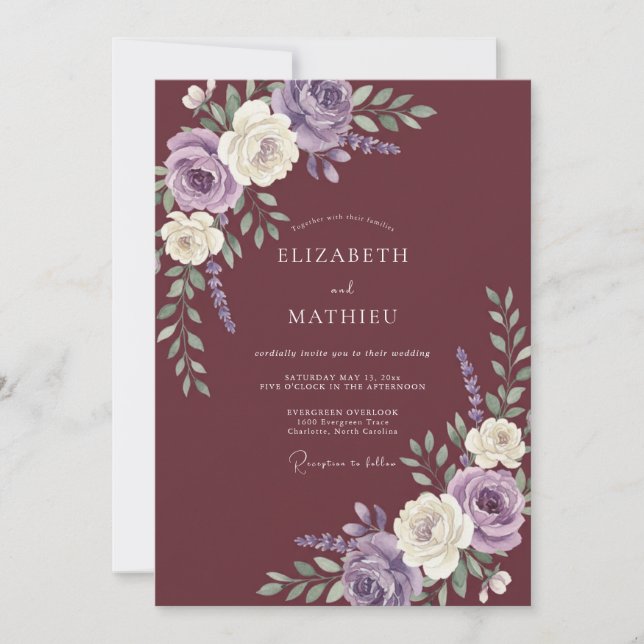 Invitation Mariage d'automne royal Bourgogne (Devant)