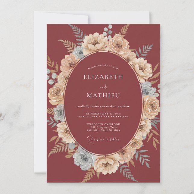 Invitation Mariage d'automne séduisant en Bourgogne (Devant)