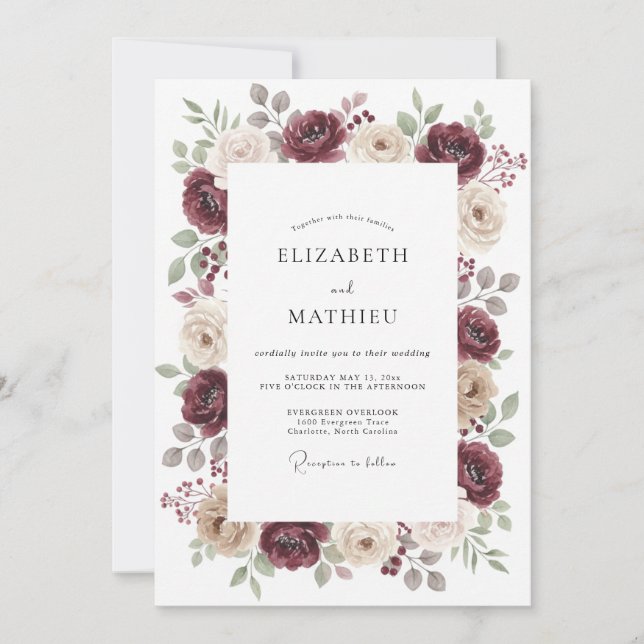 Invitation Mariage d'automne solennel en Bourgogne (Devant)