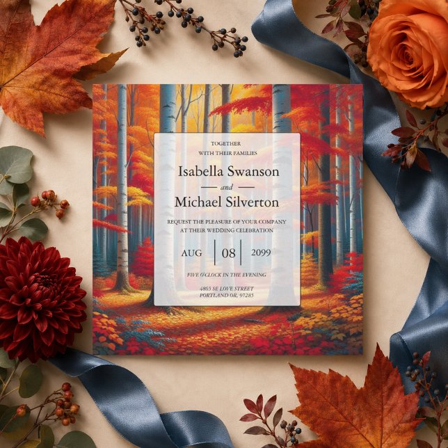 Invitation Mariage d'automne sous les bouleaux rustiques (Créateur téléchargé)