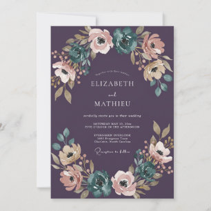 Invitation Mariage d'automne velouté prune