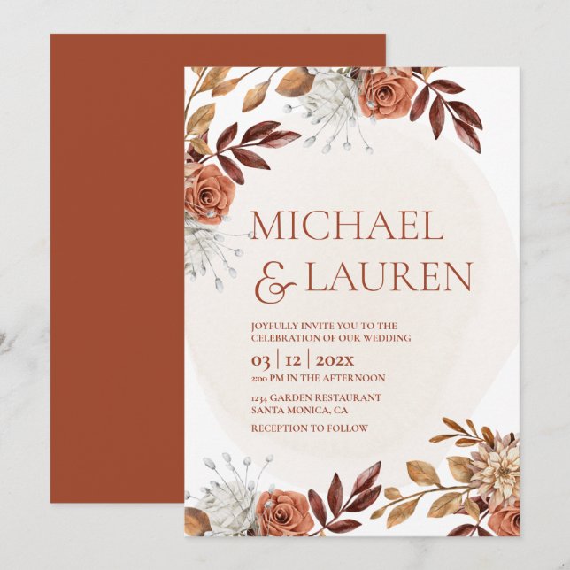 Invitation mariage de automne (Devant / Derrière)