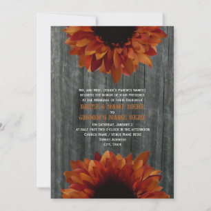 Invitation Mariage de automne Barnwood & Sunflower