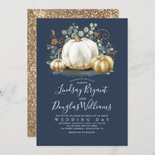 Invitation Mariage de automne bleu marine russe Citrouille bl