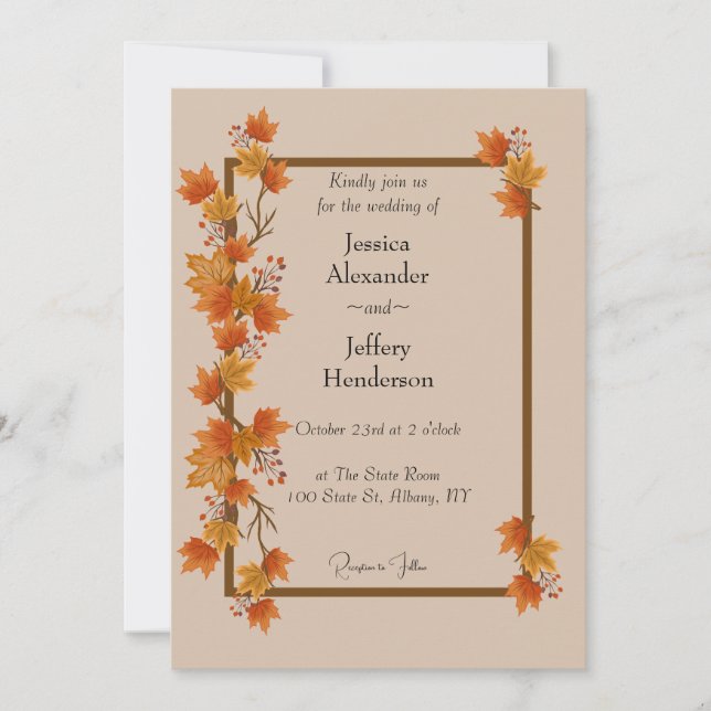 Invitation Mariage de automne Boho (Devant)