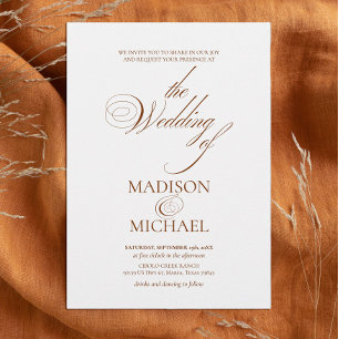 Invitation Mariage de automne Brown Chic Boho contemporain