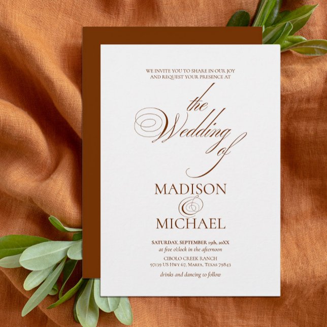 Invitation Mariage de automne Brown Chic Boho contemporain (Créateur téléchargé)