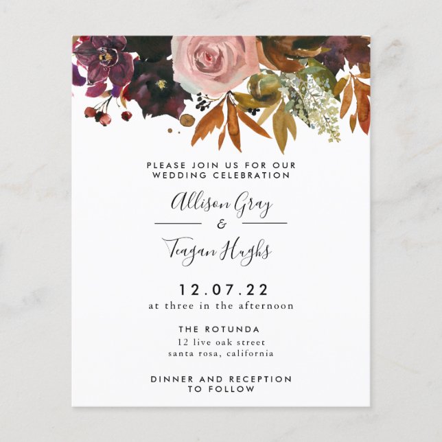 Invitation mariage de automne | Budget (Devant)