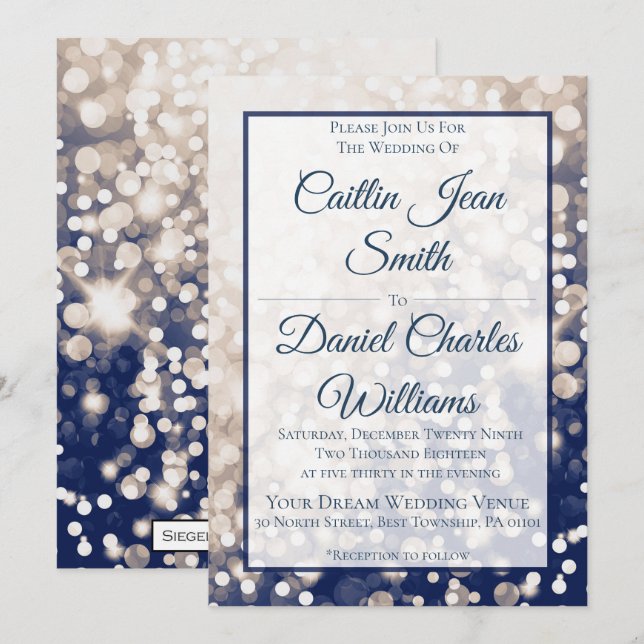 Invitation mariage de automne - Champagne et Marin (Devant / Derrière)