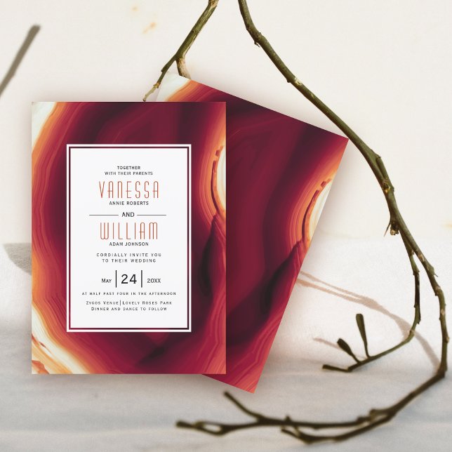 Invitation Mariage de automne d'agate rouge (Créateur téléchargé)