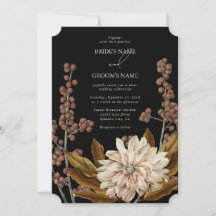 Invitation Mariage de automne d'aquarelle noire florale d'aut