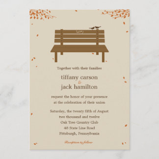 Invitation Mariage de automne de banc
