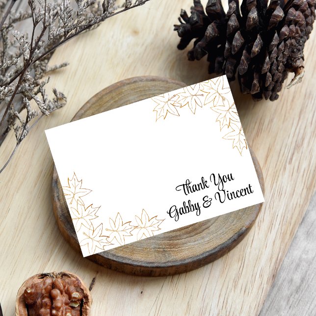 Invitation Mariage de automne de bord feuille d'érable Merci  (Fall in Love with these autumn leaves thank you notes.)