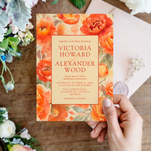 Invitation Mariage de automne de fleurs orange brûlées (Créateur téléchargé)